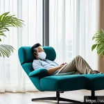 Home 20 낮잠을 통한 집중력 유지 방법 - A cozy, quiet office nap corner in a modern Vietnamese workplace setting during early afternoon, fea...