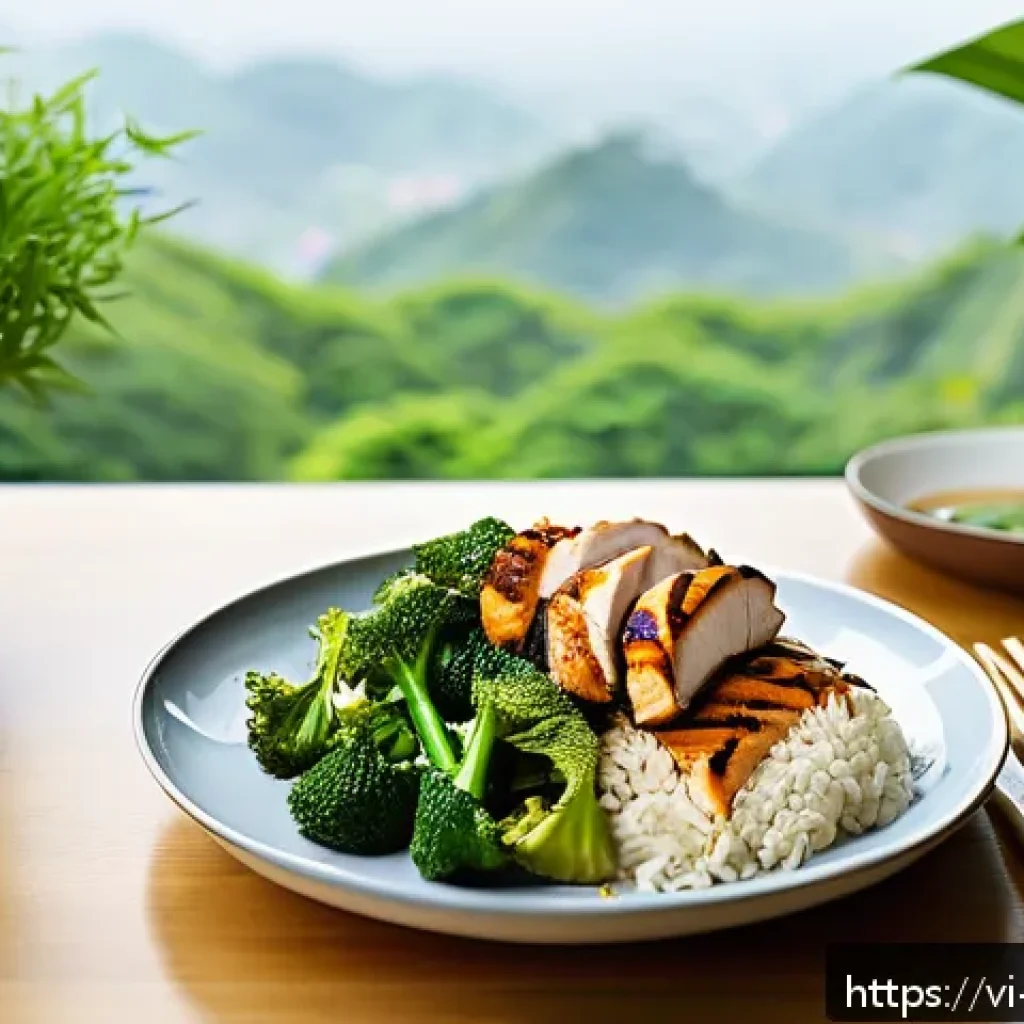 낮잠을 위한 식이 요법 추천 - A vibrant and cozy Vietnamese lunch setting featuring a balanced meal designed for deep afternoon na...
